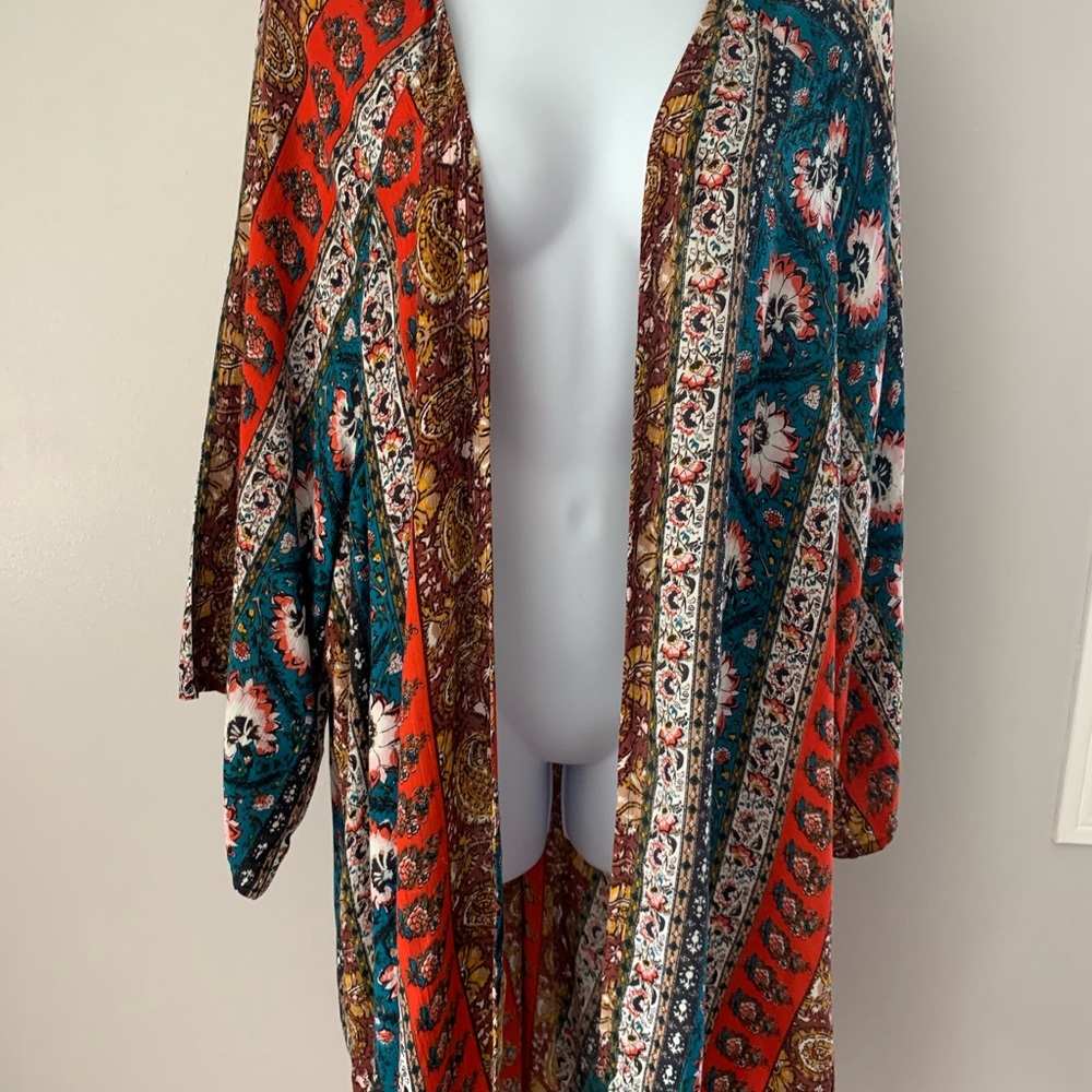 NWT Billabong Floral Teal and Coral Kimono - Picture 16 of 16